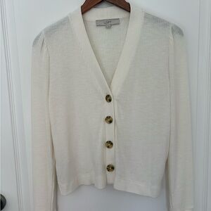 LOFT Women's Ivory Button-Up Cardigan